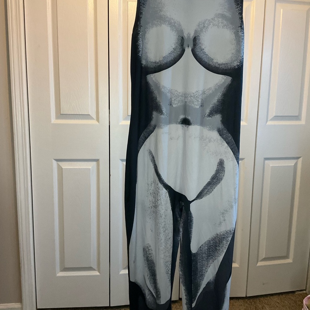 SHEIN Artistic Black and Gray Jumpsuit